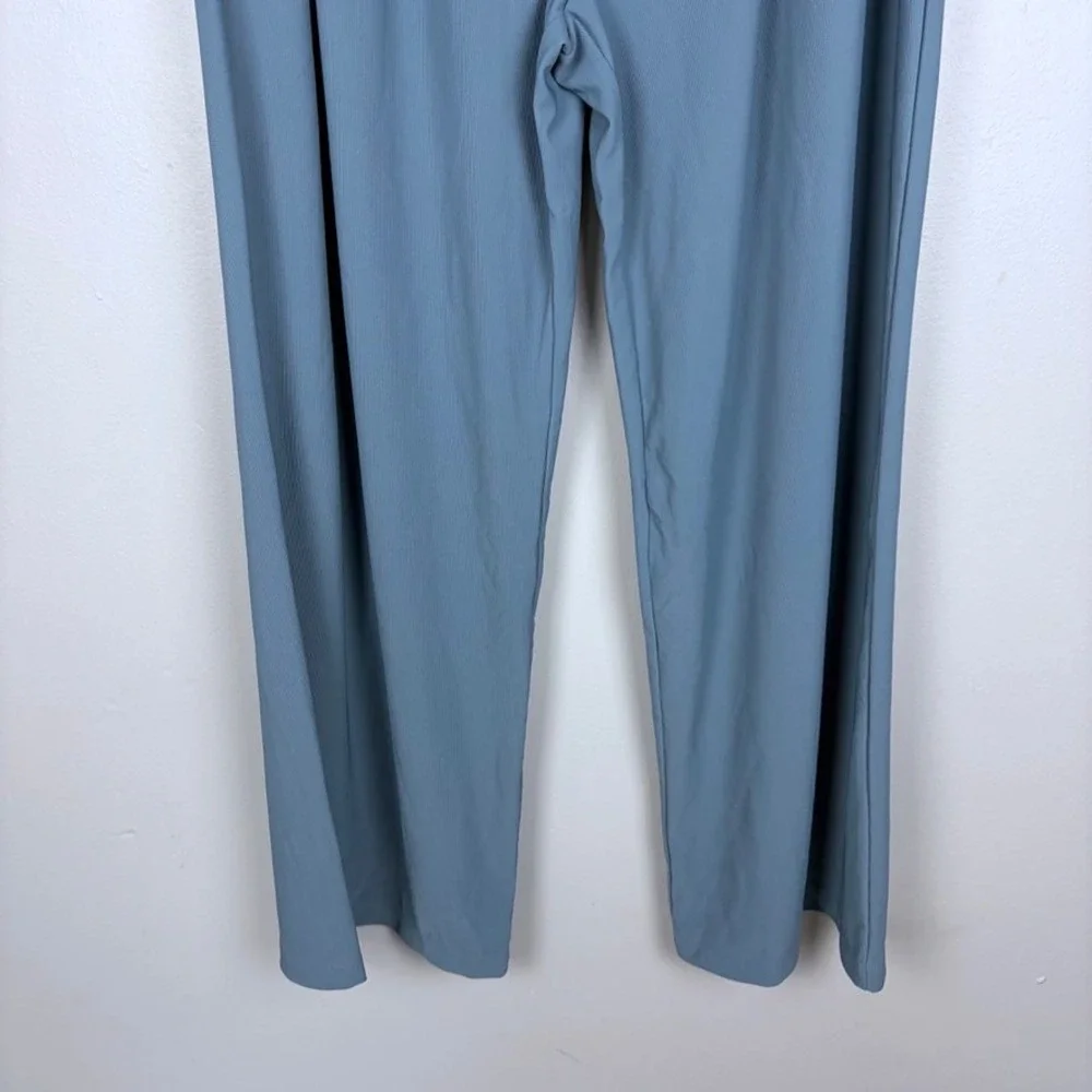 Halara Flex High Waisted Wide Leg Micro Waffle Work Pants Light Blue Size XL